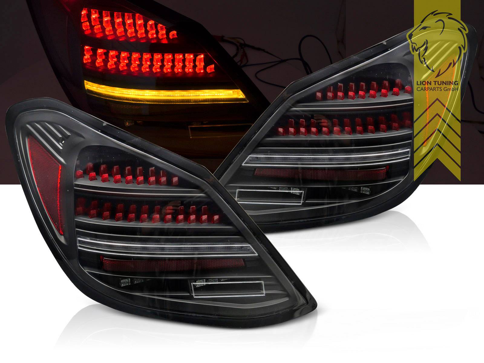 mit LED Blinker, LED, dynamischer LED Blinker, schwarz, nur passend bei Fahrzeugen mit Original Halogen Rückleuchten, Eintragungsfrei / mit E-Prüfzeichen